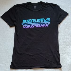 WESC Superlative Conspiracy Logo T-Shirt Size Medium Black Blue Super Lame